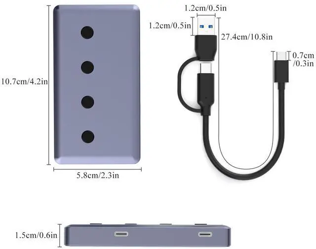 Alt view image 6 of 7 - USB3.2 USB Port hub, 6-Port USB Hub, USB A/Type-C Splitter with USB C Power Port,10 Gbps Data Transfer USB hub for pc, HDD,Flash Drive, Keyborad and More...
