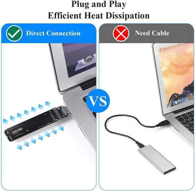 Alt view image 4 of 7 - Vszerda SATA M.2 SSD to USB 3.2 Adapter,Supports NVMe M-Key (PCI-e) 10Gbps & B+M Key (SATA) SSD 5 Gbps UASP Compatible for 2230 2242 2260 2280 SSD- RTL9210B
