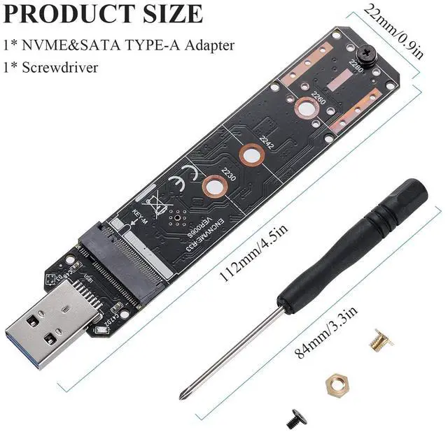 Alt view image 7 of 7 - Vszerda SATA M.2 SSD to USB 3.2 Adapter,Supports NVMe M-Key (PCI-e) 10Gbps & B+M Key (SATA) SSD 5 Gbps UASP Compatible for 2230 2242 2260 2280 SSD- RTL9210B