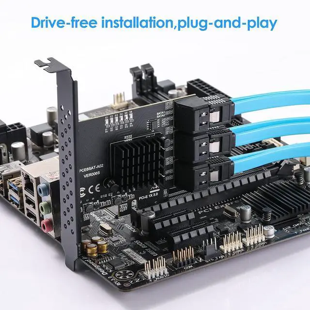 Alt view image 6 of 7 - Vszerda 6-Port PCIe SATA 3.0 Expansion Card - 6 Gbps, Includes 6 SATA Cables and Low Profile Bracket (ASMedia ASM1166)