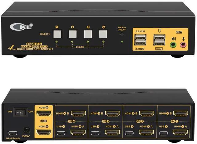 Main image of CKL 4K HDMI KVM Switch (4 Computers 2 Monitors)