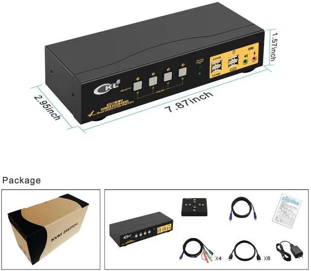 Alt view image 7 of 7 - CKL 4K HDMI KVM Switch (4 Computers 2 Monitors)