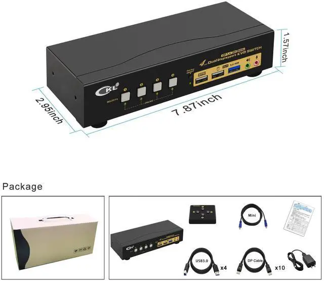Alt view image 7 of 7 - CKL KVM Switch DisplayPort 1.4 8K@30Hz 5K@60Hz 4K@144Hz(4 Computers 2 Monitors)