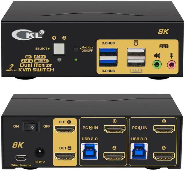 Main image of CKL 8K HDMI 2.1 KVM Switch (2 Computers 2 Monitors)