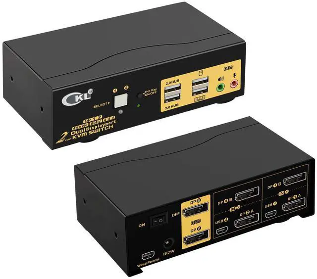 Main image of CKL 4K KVM Switch Dual Monitor for 2 Computers 2 Monitors (Dual DisplayPort)
