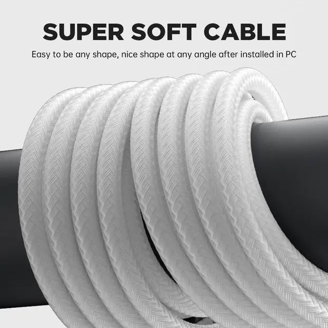 Alt view image 4 of 4 - Vszerda PSU Cable Extension Kit 30CM Length with Cable Combs 1x24Pin/2x8Pin(4+4) EPS/2x8Pin(6P+2P) PCI-E/PC Sleeved Cable for ATX Power Supply (White)