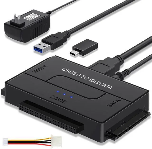 Main image of Vszerda USB 3.0 to IDE SATA Adapter, External Hard Drive Reader for Universal 2.5 3.5 IDE and SATA HDD SSD Hard Drive Disk, Ultra Recovery Converter with 12V2A Power Adapter