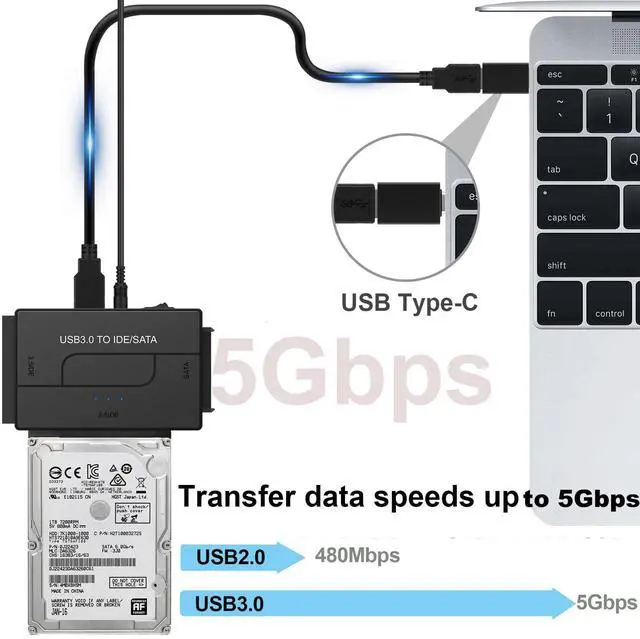 Alt view image 3 of 7 - Vszerda USB 3.0 to IDE SATA Adapter, External Hard Drive Reader for Universal 2.5 3.5 IDE and SATA HDD SSD Hard Drive Disk, Ultra Recovery Converter with 12V2A Power Adapter