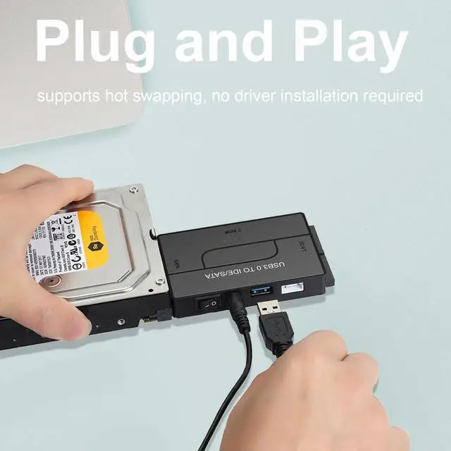 Alt view image 6 of 7 - Vszerda USB 3.0 to IDE SATA Adapter, External Hard Drive Reader for Universal 2.5 3.5 IDE and SATA HDD SSD Hard Drive Disk, Ultra Recovery Converter with 12V2A Power Adapter