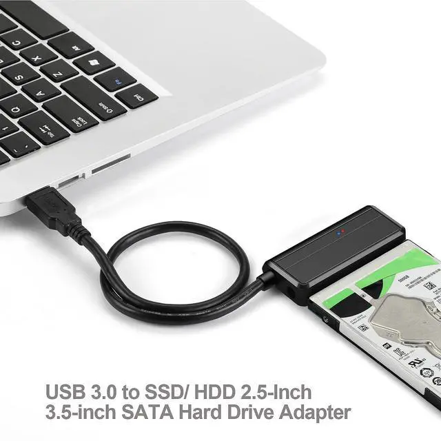 Alt view image 2 of 7 - Vszerda SATA to USB Adapter Cable, USB 3.0 to 2.5" 3.5" SATA Hard Drive Apater, External Converter for SSD/HDD Data Transfer, with 12V/2A Power Adapter, Support UASP, Black