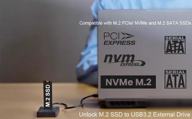 Alt view image 2 of 7 - Vszerda M.2 NVMe & SATA SSD Reader Adapter, M.2 SSD to USB C Docking Station for M.2 (M Key, B+M Key) NVMe and SATA NGFF SSD Size for 2280 2260 2242 2230 22110 Enclosure