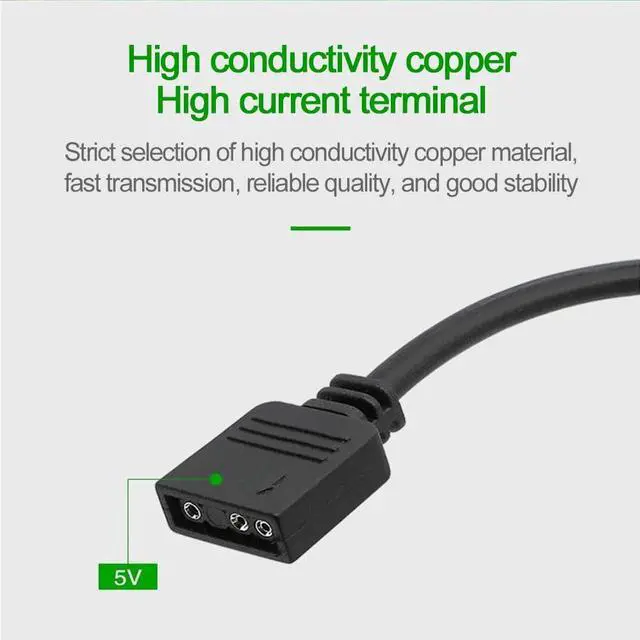 Alt view image 4 of 7 - Vszerda 3 Pin LED Strip Connector, Addressable ARGB Splitter Extension Cable for RGB 5050 3528 LED Light Strips, 5V 3 Pin ARGB LED Cable for PC, Computer Fans, ARGB LED Splitte Series, etc