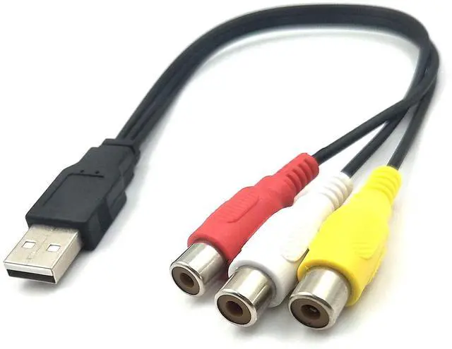 Main image of Vszerda USB to 3RCA Cable, USB A 2.0 Male to 3 RCA Female Video Audio Capture Card AV Composite Adapter Cord Cable for PC,MAC,AV, HDD and DVR (1-Pack)