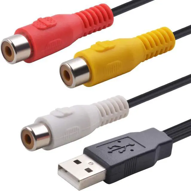 Alt view image 2 of 6 - Vszerda USB to 3RCA Cable, USB A 2.0 Male to 3 RCA Female Video Audio Capture Card AV Composite Adapter Cord Cable for PC,MAC,AV, HDD and DVR (1-Pack)