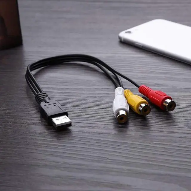Alt view image 4 of 6 - Vszerda USB to 3RCA Cable, USB A 2.0 Male to 3 RCA Female Video Audio Capture Card AV Composite Adapter Cord Cable for PC,MAC,AV, HDD and DVR (1-Pack)