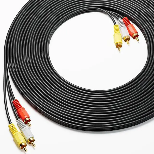 Main image of Vszerda RCA Cables, 3RCA Cable Audio Video 24K Gold Plated Connecting Audio Video Components AV Male to Male Cable for Home Theater amp, Stereo Systems (10ft-1pcs)