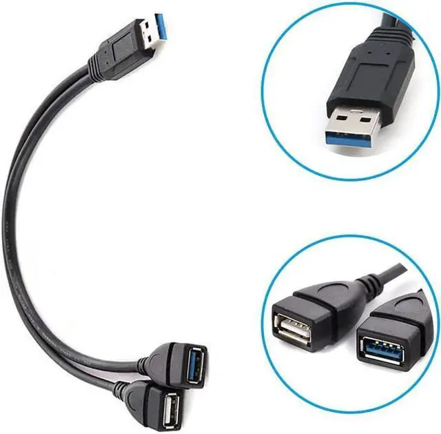 Alt view image 2 of 7 - Vszerda USB 3.0 Female to Dual USB Male Splitter Cable, 2 Pack