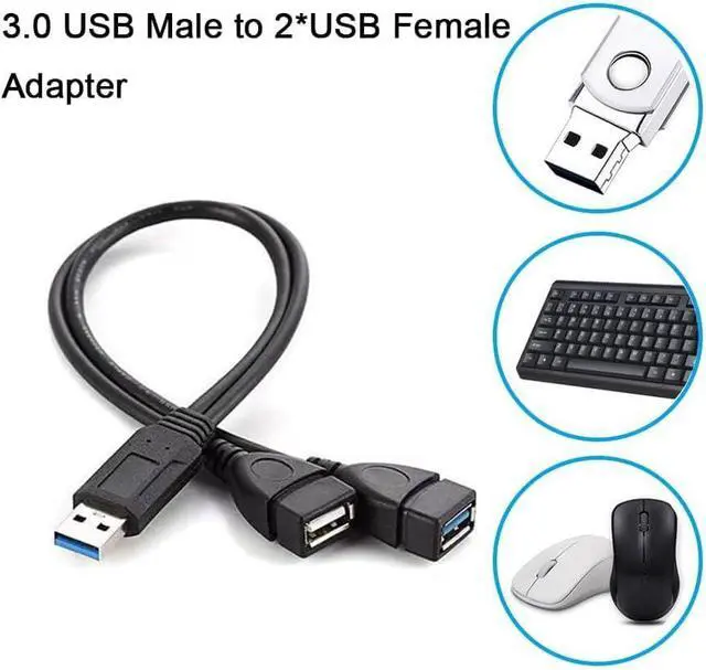 Alt view image 6 of 7 - Vszerda USB 3.0 Female to Dual USB Male Splitter Cable, 2 Pack