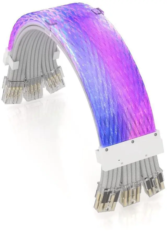 Main image of Vszerda RGB PSU Cables,Full White ARGB GPU Power Supply Cable 3 * 8(6+2) Pin,Strimer Extension Cable Kit 5V 3Pin Synchronized,Customed White PC Chassis (Transparent Connector Mesh Style)
