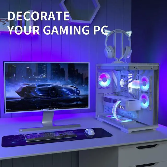 Alt view image 2 of 7 - Vszerda RGB PSU Cables,Full White ARGB GPU Power Supply Cable 3 * 8(6+2) Pin,Strimer Extension Cable Kit 5V 3Pin Synchronized,Customed White PC Chassis (White Connector)