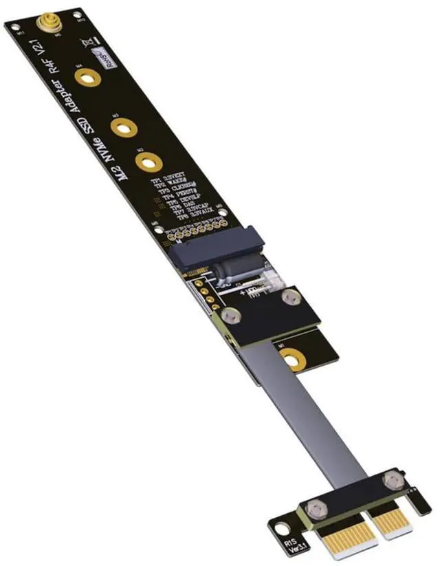 Alt view image 3 of 6 - Vszerda M.2 M Key NVMe SSD to PCI-e PCIe x1 Adapter Riser Card PCIe 4X to 1x Extension Cable Flexible Flat Cable PCI Express 1x Gen3.0 R14SF (15cm)