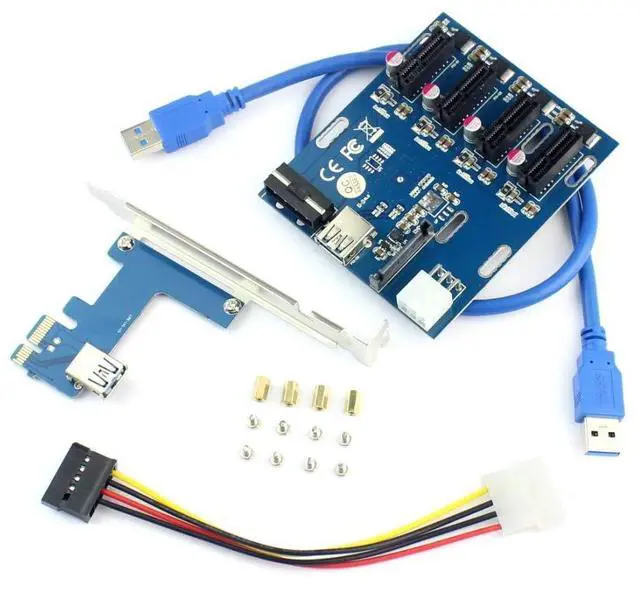 Alt view image 2 of 7 - Vszerda PCIe 1 to 4 PCI Express 1X Slots Riser Card Mini ITX to External 4 PCI-e Slot Adapter PCIe Port Multiplier Card