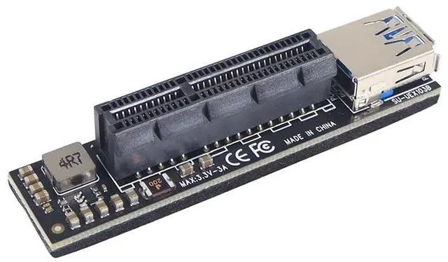 Alt view image 2 of 6 - Vszerda Add On PCI Express X1 to X4 USB 3.0 Adapter Raiser Extender PCIE Riser Card USB3.0 PCI-E SATA Expansion Card