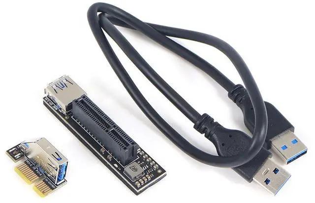 Alt view image 4 of 6 - Vszerda Add On PCI Express X1 to X4 USB 3.0 Adapter Raiser Extender PCIE Riser Card USB3.0 PCI-E SATA Expansion Card