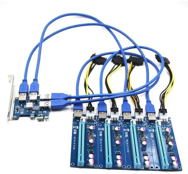 Alt view image 2 of 7 - Vszerda PCIe 1X to 4X Riser Card, PCI Express 16X Slots, USB 3.0 Cable, Compatible with Desktop, Windows, Linux