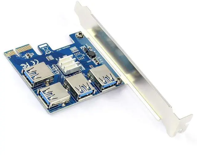 Alt view image 4 of 7 - Vszerda PCIe 1X to 4X Riser Card, PCI Express 16X Slots, USB 3.0 Cable, Compatible with Desktop, Windows, Linux
