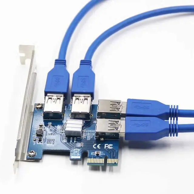 Alt view image 6 of 7 - Vszerda PCIe 1X to 4X Riser Card, PCI Express 16X Slots, USB 3.0 Cable, Compatible with Desktop, Windows, Linux
