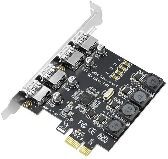 Alt view image 3 of 7 - Vszerda 5Gbps 4 Ports USB3.0 Expansion Card Adapter PCI-E PCI Express USB 3.0 Controller for PCIe X1 X4 X8 X16 Port for Win 7/8/10