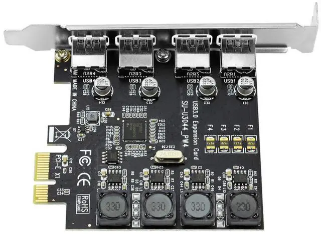 Alt view image 4 of 7 - Vszerda 5Gbps 4 Ports USB3.0 Expansion Card Adapter PCI-E PCI Express USB 3.0 Controller for PCIe X1 X4 X8 X16 Port for Win 7/8/10