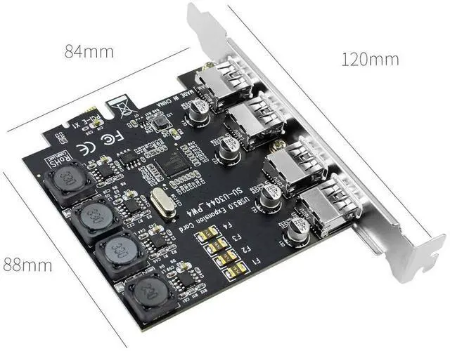 Alt view image 2 of 7 - Vszerda 5Gbps 4 Ports USB3.0 Expansion Card Adapter PCI-E PCI Express USB 3.0 Controller for PCIe X1 X4 X8 X16 Port for Win 7/8/10