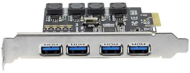 Alt view image 7 of 7 - Vszerda 5Gbps 4 Ports USB3.0 Expansion Card Adapter PCI-E PCI Express USB 3.0 Controller for PCIe X1 X4 X8 X16 Port for Win 7/8/10