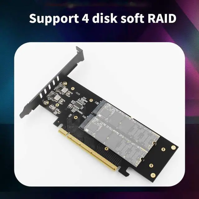 Alt view image 5 of 6 - Vszerda iHyper-Pro M.2 X16 to 4X PCIE 4.0 GEN4 Expansion Card Supports NVMe M.2 m Key 2280 up to 32Gbps for VROC NVMe Raid (iHyper-Pro)