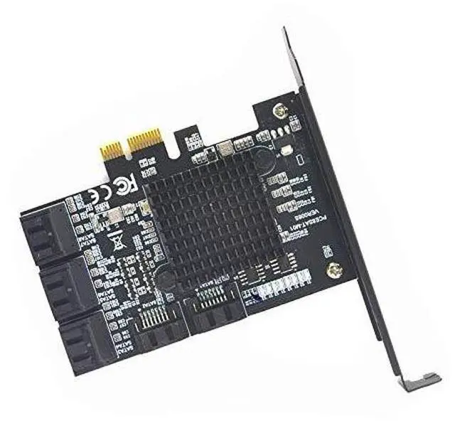 Alt view image 3 of 5 - Vszerda 8 Ports SATA 3.0 to PCIe Expansion Card Adapter Converter with 6 SATA Cables Low Profile Bracket Boot As System Disk for Marvell 88SE9215 Chip with Heat Sink HDD (Only Card)