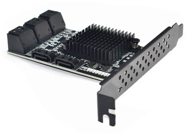 Alt view image 4 of 5 - Vszerda 8 Ports SATA 3.0 to PCIe Expansion Card Adapter Converter with 6 SATA Cables Low Profile Bracket Boot As System Disk for Marvell 88SE9215 Chip with Heat Sink HDD (Only Card)