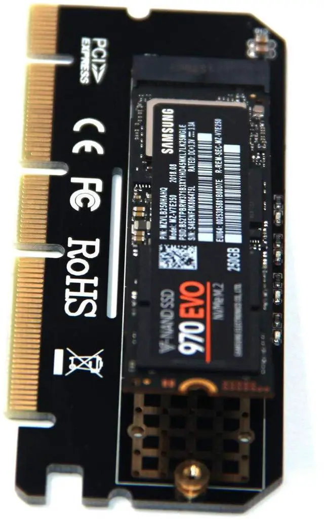 Alt view image 3 of 5 - Vszerda M.2 NVMe SSD NGFF to PCIE 3.0 X16 Adapter with LED M Key Interface Riser Card Expansion Suppor PCI Express X4 X8 X16 2230-2280