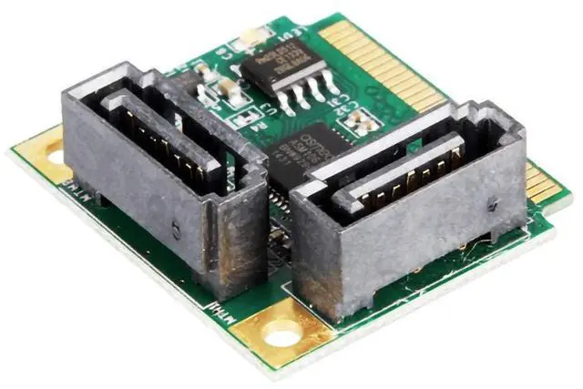 Alt view image 2 of 5 - Vszerda Mini PCI-E PCI Express E 2-Port Expansion Cards and Slots SATA 3.0 Hard Drive SATA3 Multiplier Card HUB Controller