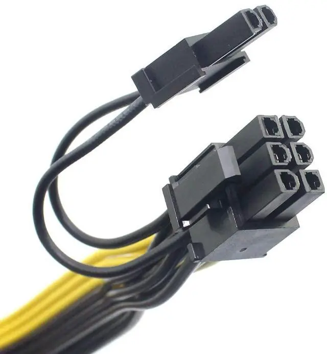 Alt view image 5 of 7 - Vszerda 2 Pack 6 Pin Male to Dual 8 (6+2) Pin Male PCI Express Power Adapter Extension Cable for Graphics Card Module Line 18AWG 6P to Dual 8p Splitter Ribbon Cable