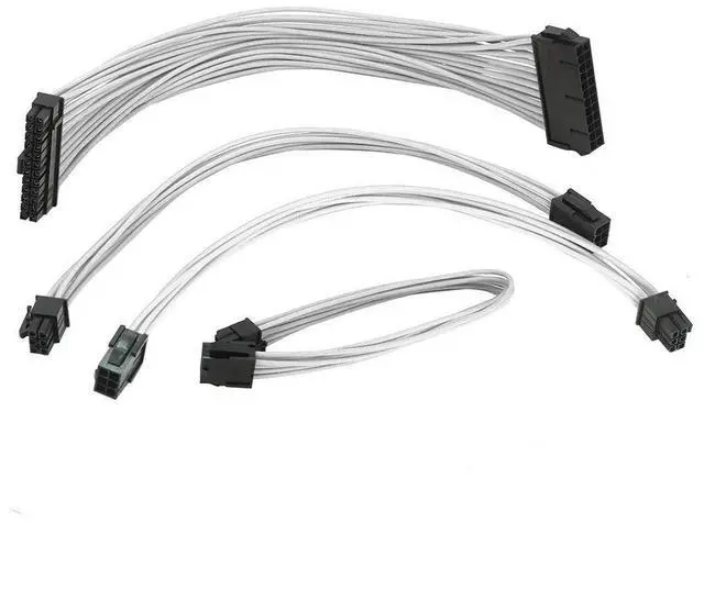 Main image of Vszerda Basic Sleeved Extension Cable Kit ATX 24Pin/ EPS 4+4Pin / PCI-E 6+2Pin PCI-E 6Pin Power Supply Nylon Cable for Computer (White)