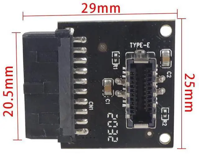 Alt view image 5 of 5 - Vszerda USB 3.1 Front Panel Socket to USB 3.0 20Pin Header Male Extension Cable Adapter for Motherboard Card 20P USB to Type-E Connector (Black 1piece)