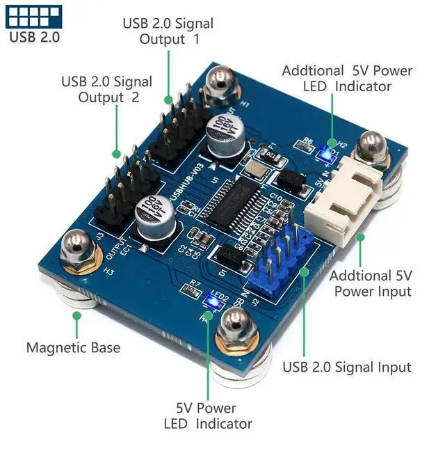 Alt view image 2 of 7 - Vszerda USB 2.0 9pin Header 1 to 2 Extension Hub Splitter Adapter-Converter MB USB 2.0 Male to 2 Male-30CM 9-pin Cable (180 Degree+SATA Cabl)