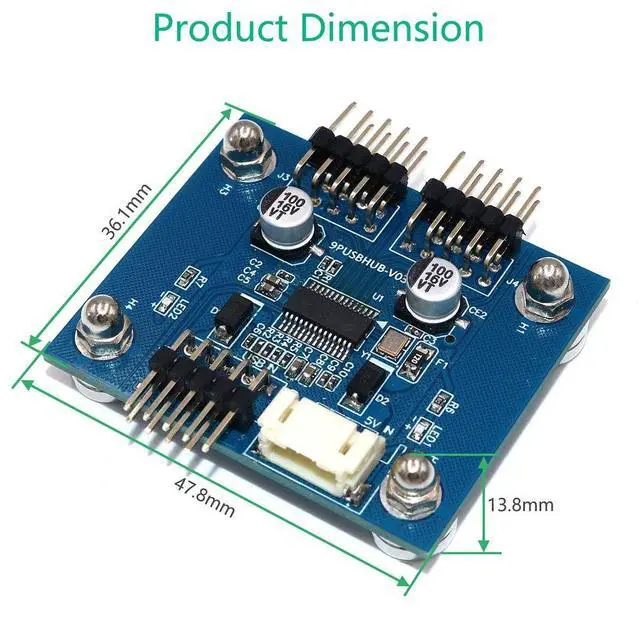 Alt view image 4 of 7 - Vszerda USB 2.0 9pin Header 1 to 2 Extension Hub Splitter Adapter-Converter MB USB 2.0 Male to 2 Male-30CM 9-pin Cable (90 Degree+SATA Cable)