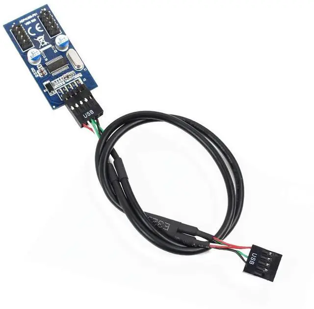 Alt view image 2 of 7 - Vszerda Motherboard USB 2.0 9PIN Header Multiplier Splitter 9 Pin 1 to 2/4 Port HUB Extension Cable 30cm/60cm Connector Adapter (30cm 1 to 2)