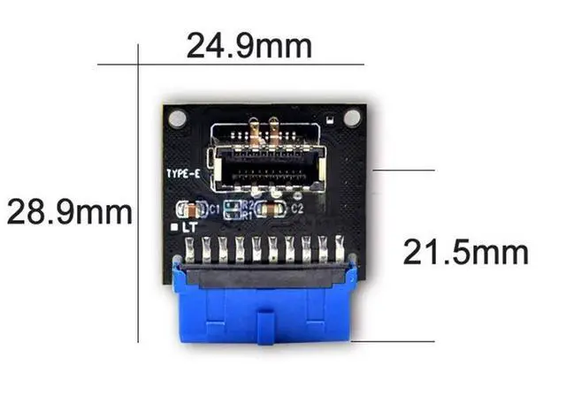 Alt view image 5 of 5 - Vszerda USB 3.1 Front Panel Socket to USB 3.0 20Pin Header Male Extension Cable Adapter for Motherboard Card 20P USB to Type-E Connector (1 Pcs)