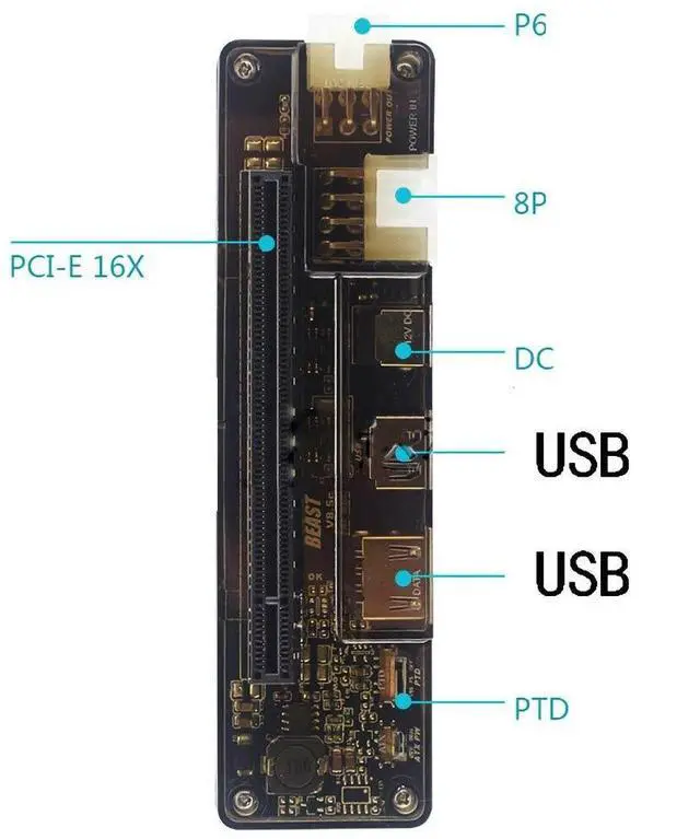 Alt view image 5 of 7 - Vszerda EXP GDC Notebook External PCI-E Discrete Graphics Beast Series External Laptop Docking Station Mini PCI-E/M.2 A Key No Power (Expresscard)