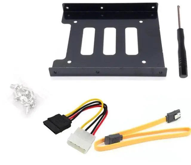Main image of Vszerda 2.5 to 3.5 Inch Hard Disk Metal Bracket Adapter HDD Holder with IDE 4P Male to SATA 15 Pin Cable SATA 3.0 Cable for Desktop PCSSD Server (Yellow)