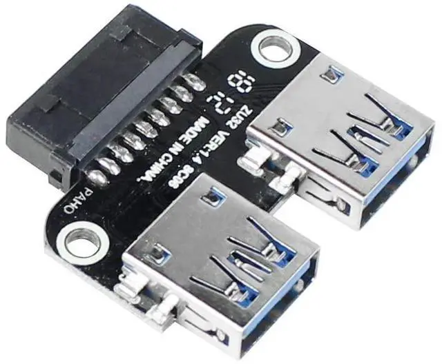 Main image of Vszerda 20Pin to Dual USB3.0 Adapter Connverter Desktop Motherboard 19 Pin/20P Header to 2 Ports USB 3.0 A Female Connector Card Reader (Horizontal Version)